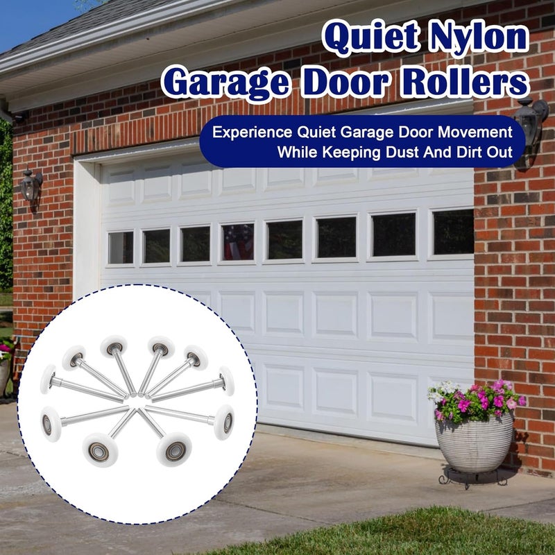 AojSup 10 Pcs 1.8 inch Garage Door Rollers with 4.7 inch Stem, Quiet Garage Door Wheel Replaceable, Nylon Garages Roller Replacement for Garages, Barns, Warehouses - Image 5